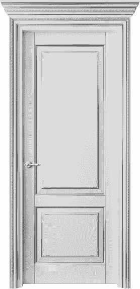 Дверь межкомнатная 6211 ББЛС. Цвет Бук белоснежный с серебром. Материал  Массив бука эмаль с патиной. Коллекция Royal. Картинка.