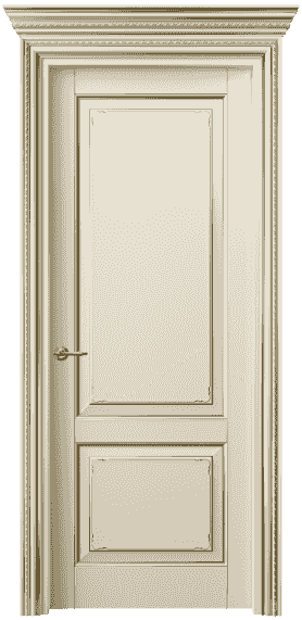 Дверь межкомнатная 6211 БМЦП. Цвет Бук марципановый с позолотой. Материал  Массив бука эмаль с патиной. Коллекция Royal. Картинка.