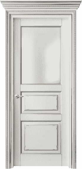 Дверь межкомнатная 6232 БЖМС САТ. Цвет Бук жемчуг с серебром. Материал  Массив бука эмаль с патиной. Коллекция Royal. Картинка.