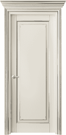 Дверь межкомнатная 6201 БМБС. Цвет Бук молочно-белый с серебром. Материал  Массив бука эмаль с патиной. Коллекция Royal. Картинка.