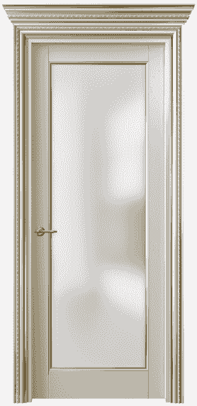 Дверь межкомнатная 6202 БОСП САТ. Цвет Бук облачный серый с позолотой. Материал  Массив бука эмаль с патиной. Коллекция Royal. Картинка.