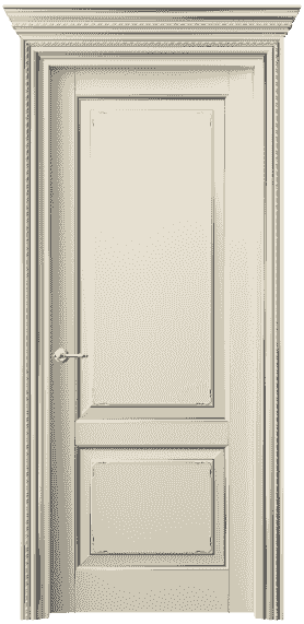 Дверь межкомнатная 6211 БМЦС. Цвет Бук марципановый с серебром. Материал  Массив бука эмаль с патиной. Коллекция Royal. Картинка.