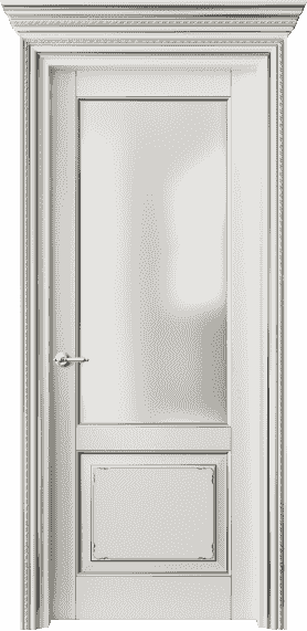 Дверь межкомнатная 6212 БЖМС САТ. Цвет Бук жемчуг с серебром. Материал  Массив бука эмаль с патиной. Коллекция Royal. Картинка.