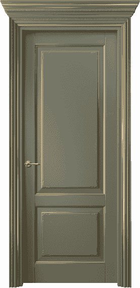 Дверь межкомнатная 6211 БОТП. Цвет Бук оливковый тёмный с позолотой. Материал  Массив бука эмаль с патиной. Коллекция Royal. Картинка.