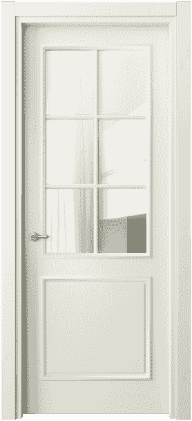Дверь межкомнатная 8122 ММБ Прозрачное стекло. Цвет Матовый молочно-белый. Материал Гладкая эмаль. Коллекция Paris. Картинка.