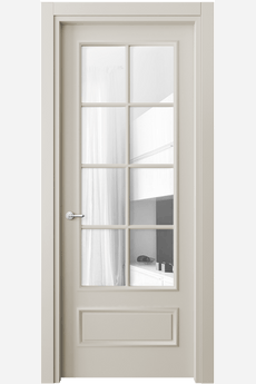Дверь межкомнатная 8112 МОС Прозрачное стекло. Цвет Матовый облачно-серый. Материал Гладкая эмаль. Коллекция Paris. Картинка.