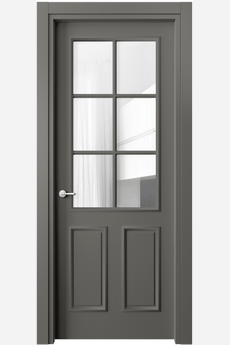 Дверь межкомнатная 8132 МКЛС Прозрачное стекло. Цвет Матовый классический серый. Материал Гладкая эмаль. Коллекция Paris. Картинка.
