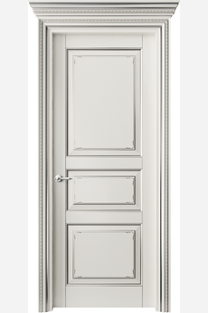 Дверь межкомнатная 6231 БЖМС. Цвет Бук жемчуг с серебром. Материал  Массив бука эмаль с патиной. Коллекция Royal. Картинка.