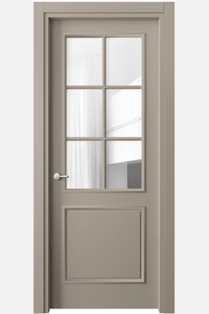 Дверь межкомнатная 8122 МБСК Прозрачное стекло. Цвет Матовый бисквитный. Материал Гладкая эмаль. Коллекция Paris. Картинка.