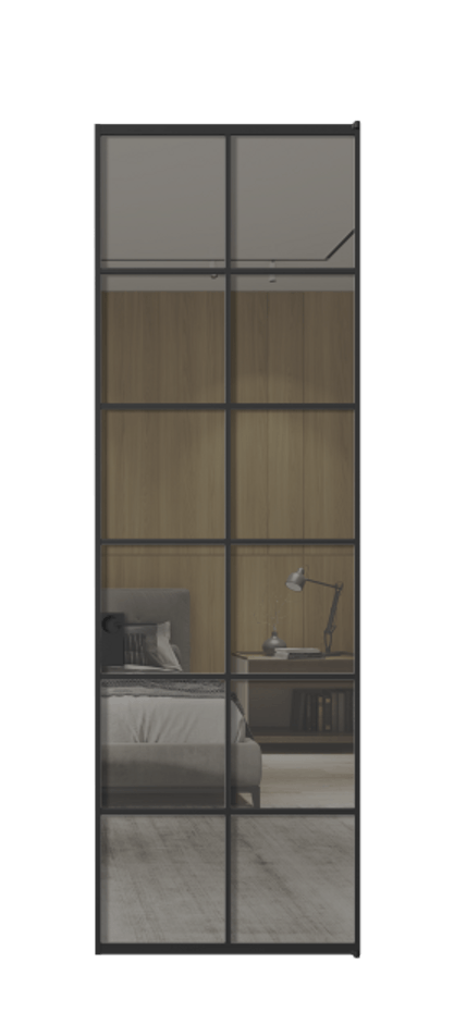 Алюминиевая дверь АЛПЛ040.05 Алюминий Черный Рефлективное серое стекло "Стопсол", калёное Цена 152470  | Volhovec