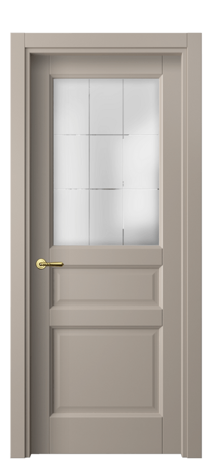 Межкомнатная дверь Галант 1432 Матовый бисквитный Сатинированное стекло с гравировкой "Лофт" Цена 44024 ₽ | Volhovec