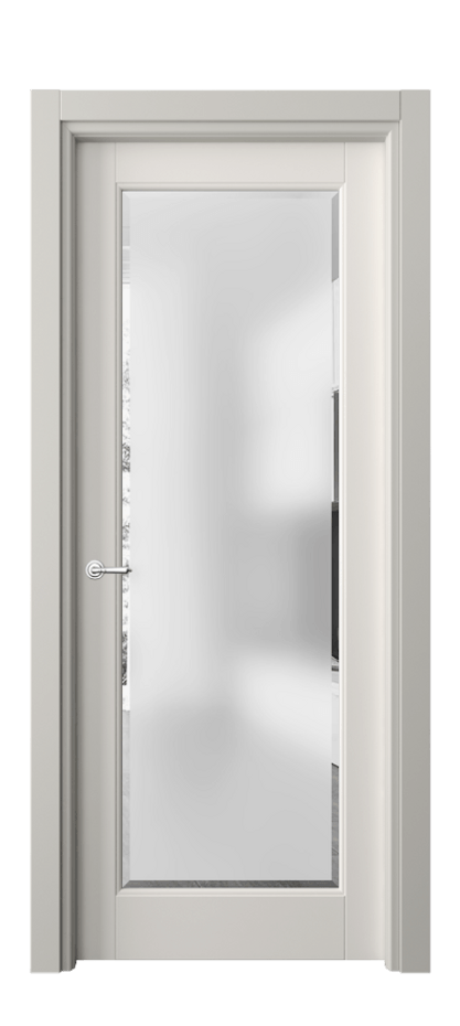 Межкомнатная дверь Toscana Elegante 6300 Бук пудровый белый Сатинированное стекло с фацетом Цена 96599 ₽ | Volhovec