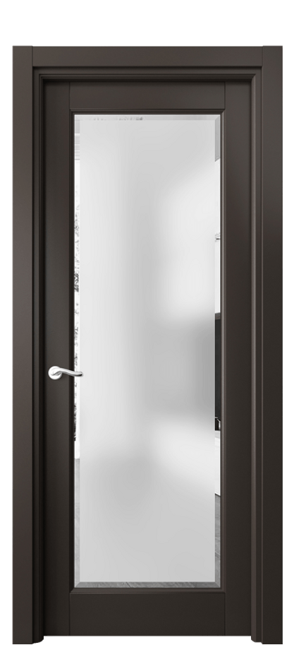 Межкомнатная дверь Лигнум 0700 Матовый антрацит Сатинированное стекло с фацетом Цена 97099 ₽ | Volhovec