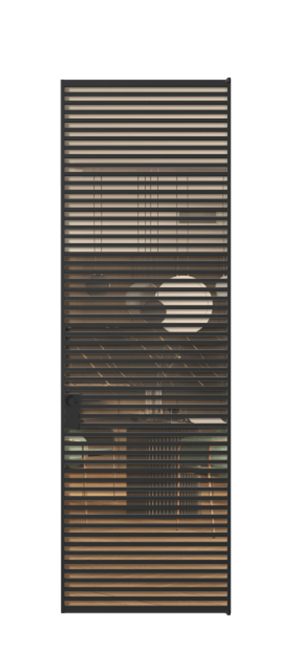 Алюминиевая дверь АЛПЛ040.07 Алюминий Черный Прозрачное оранжевое стекло, триплекс Цена 208990  | Volhovec