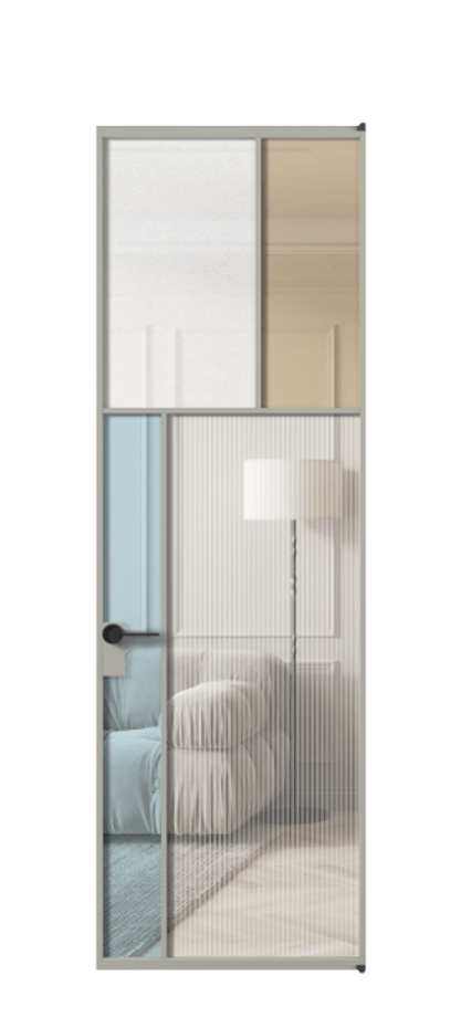 Межкомнатная дверь Mosaic АЛПЛ041.22 Алюминий нейтральный серый Комбинация стекол Группы 1 и Группы 3 Цена 162290 ₽ | Volhovec