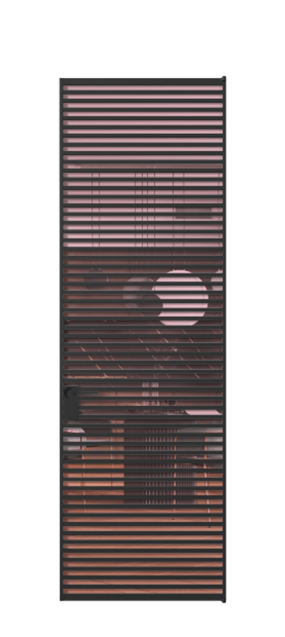 Алюминиевая дверь АЛПЛ040.07 Алюминий Черный Прозрачное розовое стекло, триплекс Цена 208990  | Volhovec