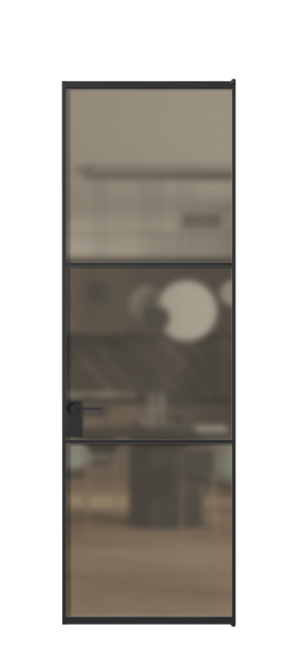 Алюминиевая дверь АЛПЛ040.03 Алюминий Черный Сатинированное бронзовое стекло, триплекс Цена 119230  | Volhovec