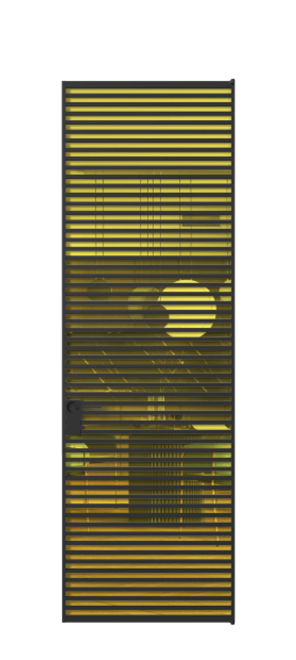 Алюминиевая дверь АЛПЛ040.07 Алюминий Черный Прозрачное жёлтое стекло, триплекс Цена 208990  | Volhovec