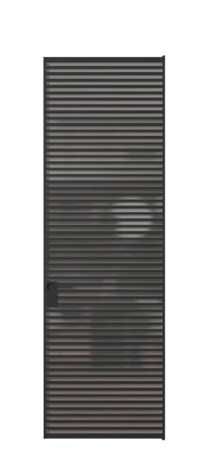 Алюминиевая дверь АЛПЛ040.07 Алюминий Черный Сатинированное серое стекло, триплекс Цена 208990  | Volhovec