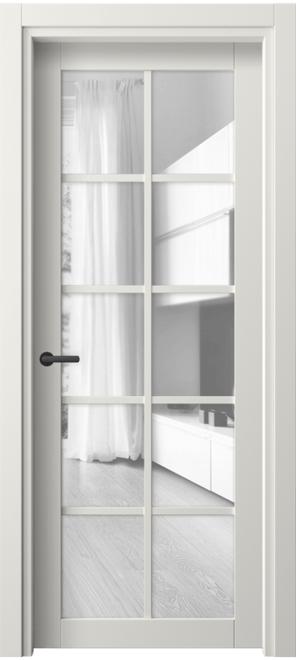 Межкомнатная дверь Нео 2106 ПЭТ белоснежный Прозрачное стекло, триплекс Цена 29724 ₽ | Volhovec
