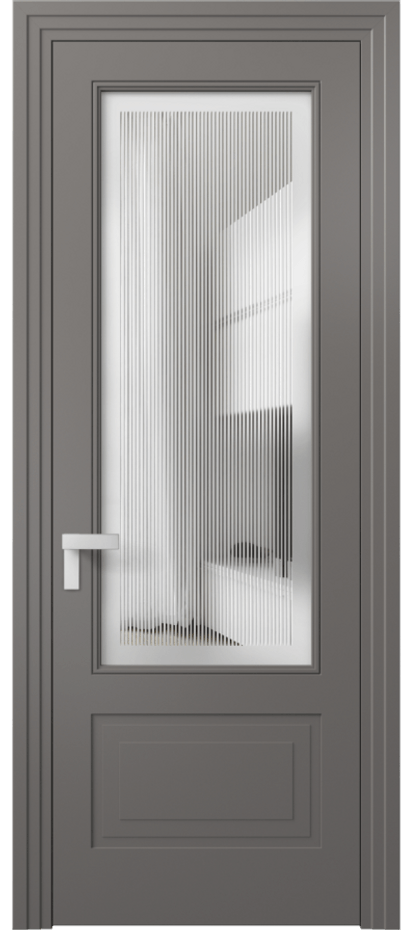 Межкомнатная дверь Рокка 8342 Матовый классический серый Сатинированное с гравировкой "Каннелюры", триплекс Цена 75174 ₽ | Volhovec