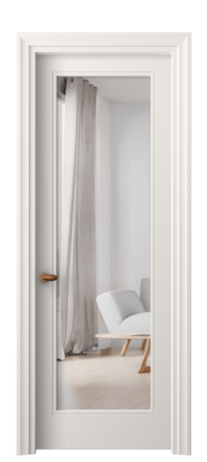 Межкомнатная дверь Esse 8502 Матовый пудровый белый Двустороннее зеркало, триплекс Цена 57839 ₽ | Volhovec