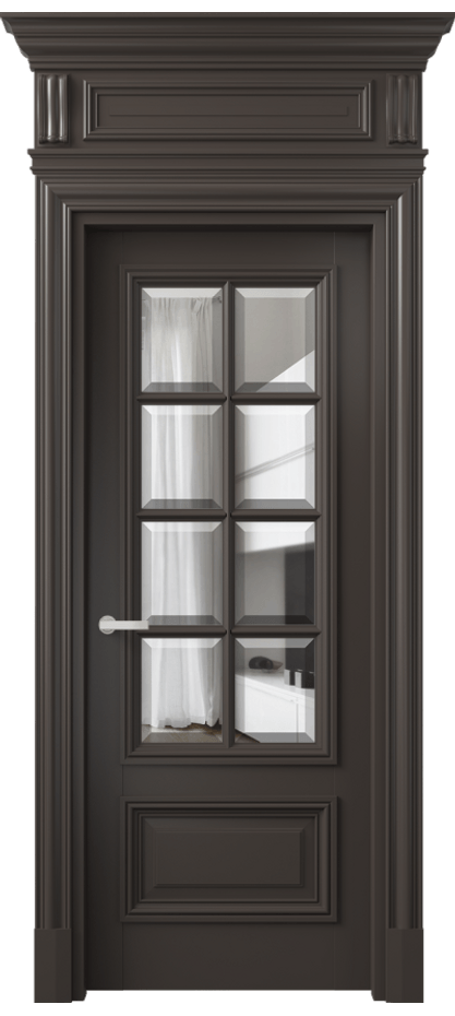 Межкомнатная дверь Антик 7316 Матовый антрацит Прозрачное стекло с фацетом Цена 184009 ₽ | Volhovec