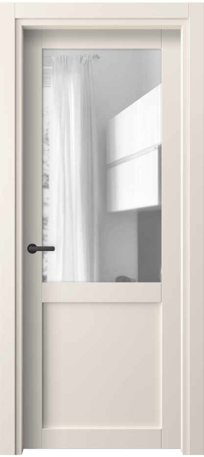 Межкомнатная дверь Neo// 2122 ПЭТ кремово-белый Прозрачное стекло, триплекс Цена 24399 ₽ | Volhovec