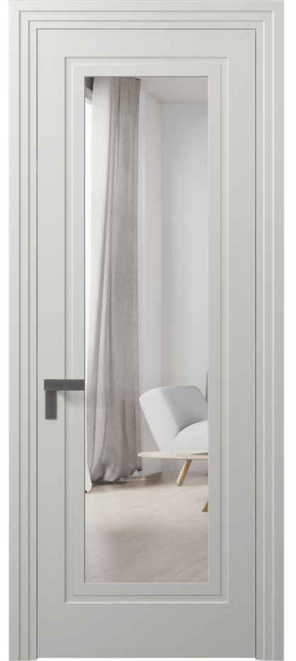 Межкомнатная дверь Rocca 8303 Матовый светло-серый Двустороннее зеркало, триплекс, 7 мм Цена 12650760 so'm | Volhovec