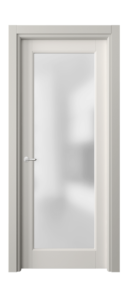 Межкомнатная дверь Тоскана Элегантэ 6300 Матовый пудровый белый Сатинированное стекло Цена 94599 ₽ | Volhovec