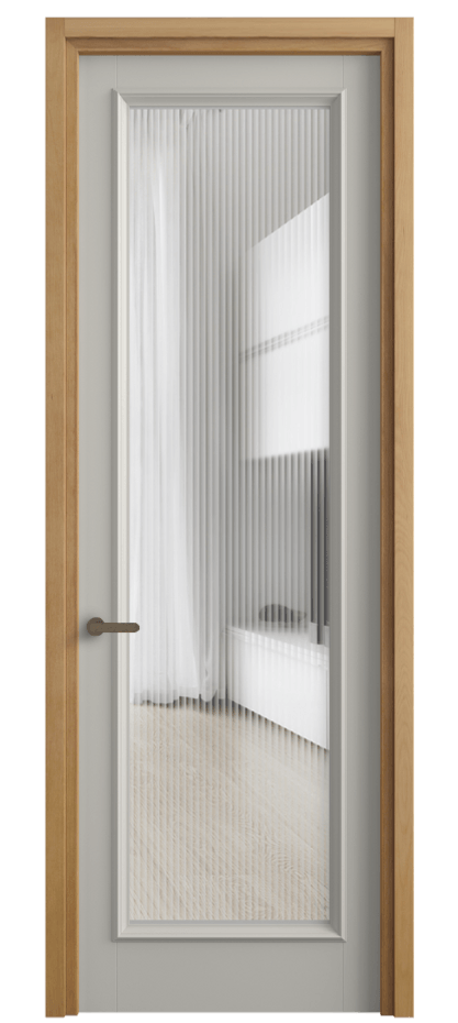 Межкомнатная дверь Шарм 6702 Матовый тёплый серый Рифлёное стекло "Moru", триплекс Цена 108399 ₽ | Volhovec