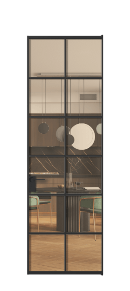 Алюминиевая дверь АЛПЛ040.05 Алюминий Черный Прозрачное оранжевое стекло, триплекс Цена 119545  | Volhovec