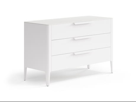 Мебель Комод Piega 3 ящика. Цвет Матовый пудровый белый. Материал Гладкая эмаль. Коллекция Комод Piega 3 ящика. Картинка.