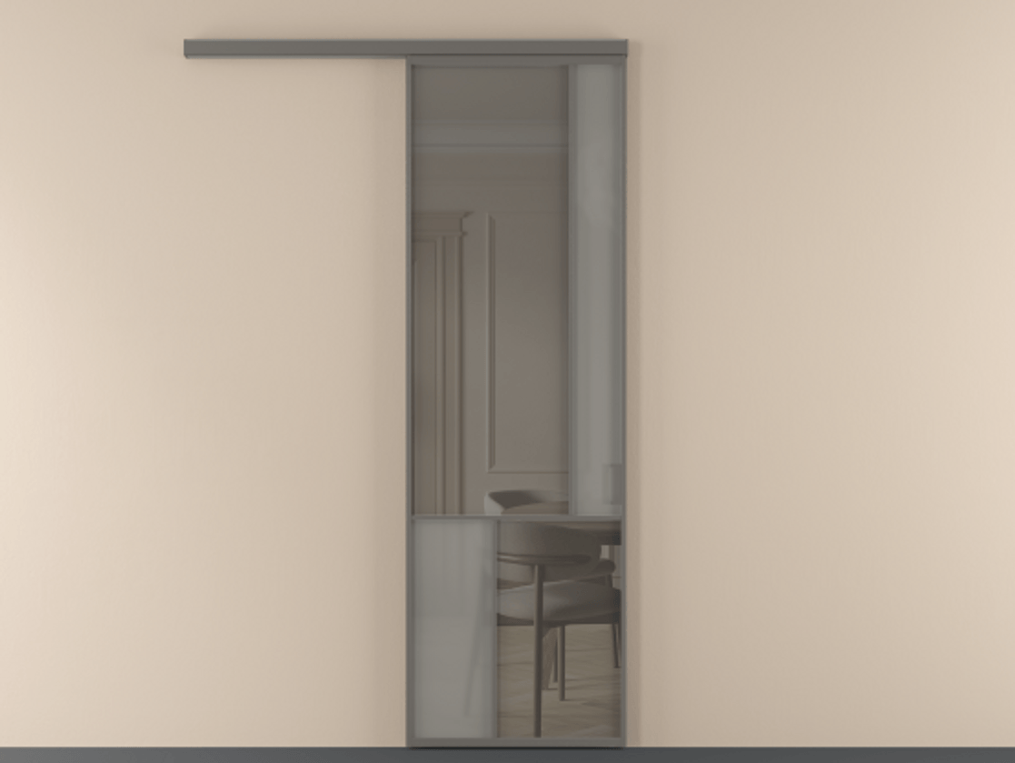 Перегородка Mosaic вдоль стены одностворчатая АЛПР 041.21 Алюминий классический серый Сатинированное серое стекло, триплекс, 6 мм + Прозрачное серое стекло, триплекс. Цена 129170 ₽ . Фабрика дверей Волховец 8 (800) 551 43 19 Перегородка Mosaic вдоль стены одностворчатая АЛПР 041.21 Алюминий классический серый Сатинированное серое стекло, триплекс, 6 мм + Прозрачное серое стекло, триплекс Цена 129170 ₽ | Volhovec