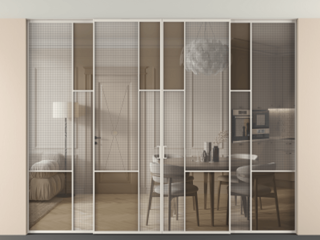 Перегородка Mosaic внутри проема четырёхстворчатая в потолок #VENDORCODE# #FURNISH# #GLASS# Цена #PRICE# #CURRENCY# | Volhovec