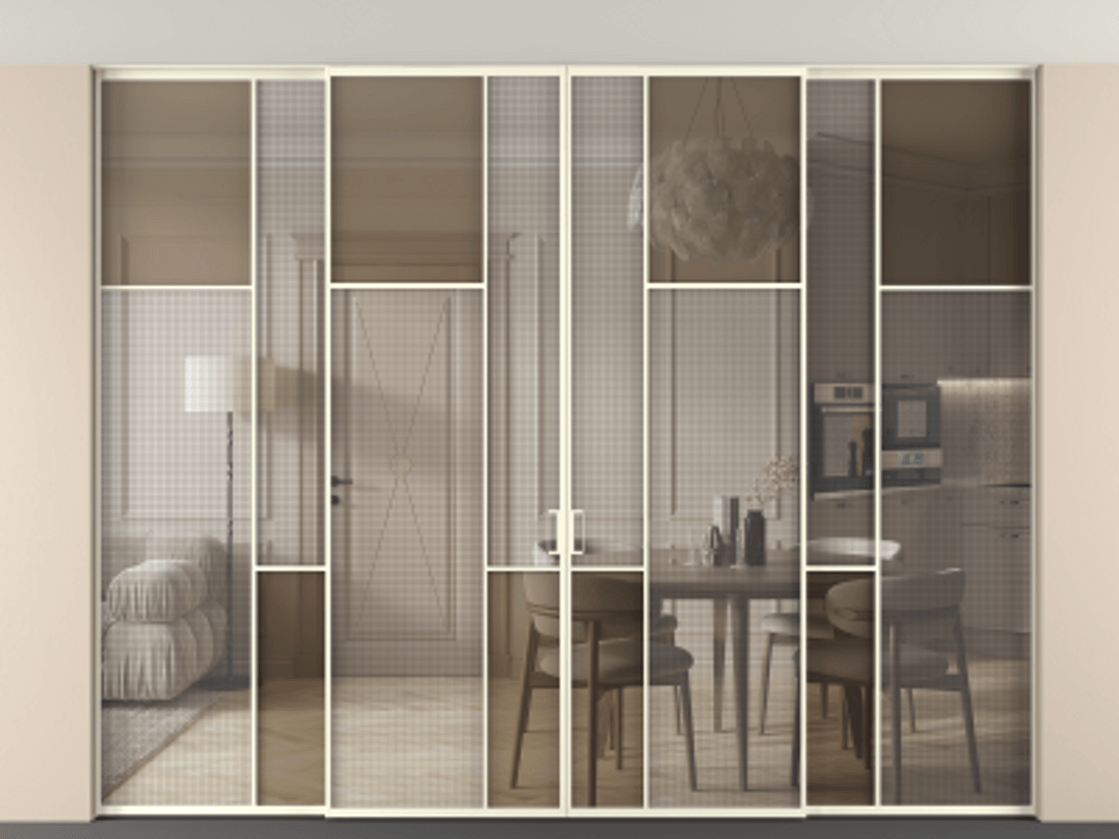Перегородка Mosaic внутри проема четырёхстворчатая в потолок #VENDORCODE# #FURNISH# #GLASS# Цена #PRICE# #CURRENCY# | Volhovec