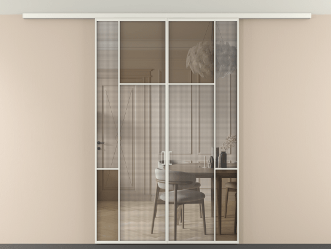 Перегородка Mosaic вдоль стены на потолок двустворчатая #VENDORCODE# #FURNISH# #GLASS# Цена #PRICE# #CURRENCY# | Volhovec