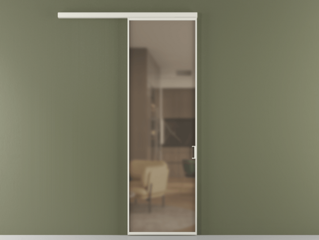 Перегородка Формато вдоль стены 1 створка АЛПР 040.01 Алюминий Белый Сатинированное бронзовое стекло, триплекс Цена 103870 ₽  | Volhovec