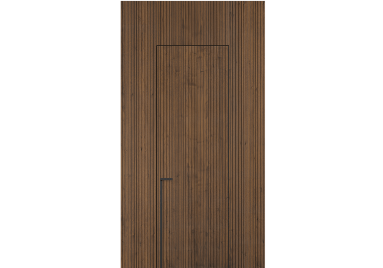 Панели для отделки стен Стеновая панель Фрезерованные Орех медный матовый. Цвет Орех медный матовый. Материал Шпон НатурВуд. Коллекция Фрезерованные. Картинка.