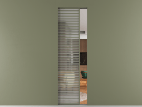 Алюминевая перегородка АЛПР 040.077 МОТ Matelux Crystalvision. Цвет Алюминий оливковый тёмный. Материал Алюминий в эмали. Коллекция Перегородка Formato скрытый пенал одностворчатая. Картинка.