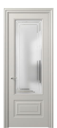 Дверь межкомнатная 8442 МОС Сатин с гравировкой Mascot. Цвет Матовый облачно-серый. Материал Гладкая эмаль. Коллекция Маскот. Картинка.