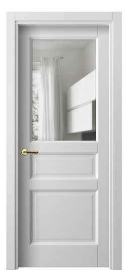 Дверь межкомнатная 1432 МБЛ Прозрачное стекло. Цвет Матовый белоснежный. Материал Гладкая эмаль. Коллекция Galant. Картинка.