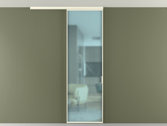 Алюминевая перегородка АЛПР 040.01_АМБ_САТ ГОЛ_new. Цвет Алюминий молочно-белый. Материал Алюминий в эмали. Коллекция Перегородка Formato вдоль стены на потолок 1 створка. Картинка.