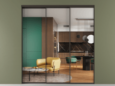 Перегородка Формато внутри проёма 3 створки с синхронным механизмом