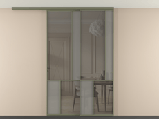 Перегородка Mosaic вдоль стены на потолок 2 створки с синхронным механизмом