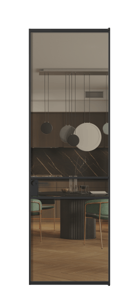 Дверь межкомнатная АЛПЛ040.02 Бронза триплекс ЧЕР. Цвет Алюминий Черный. Материал Алюминий. Коллекция Формато. Картинка.