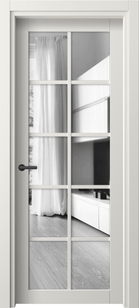 Дверь межкомнатная 2106 ПЭБЛ Двустороннее зеркало. Цвет ПЭТ белоснежный. Материал ПЭТ. Коллекция Нео. Картинка.